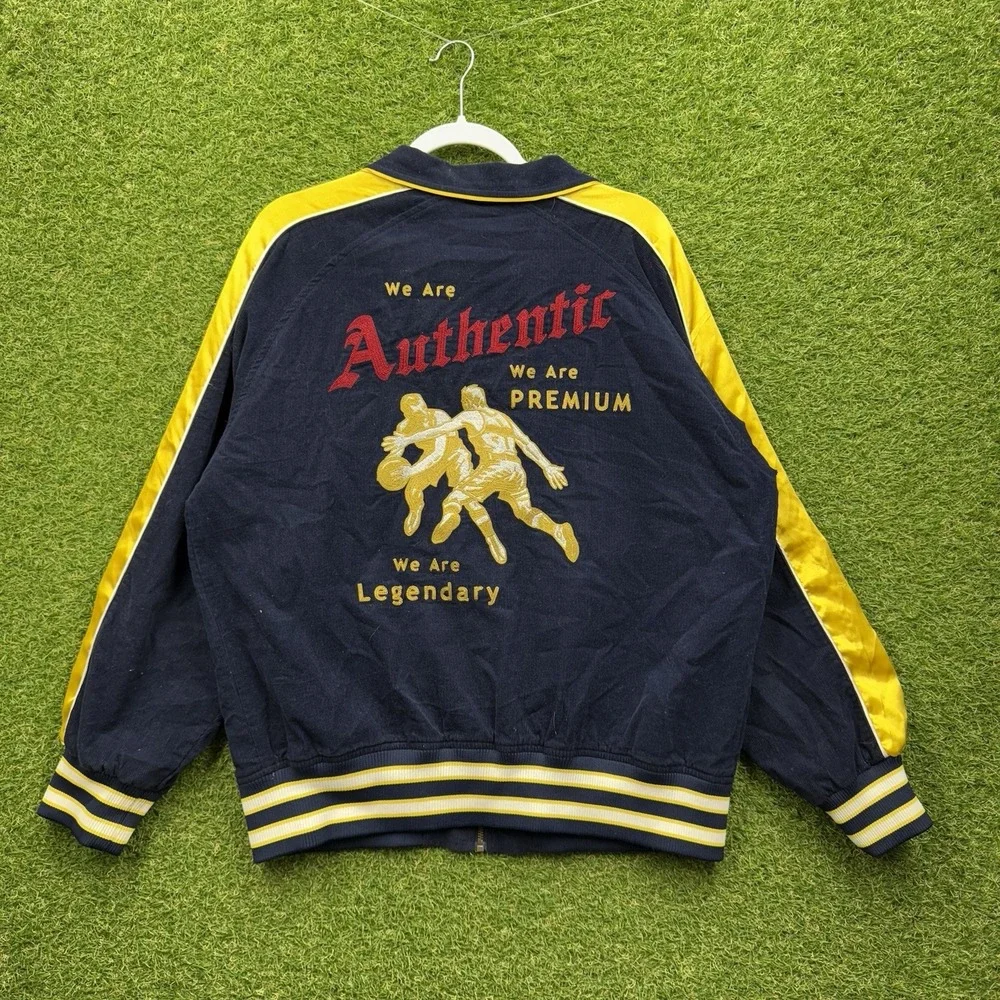 Vintage Mitchell & Ness Corduroy Jacket Mens Large Varsity Football Zip Up Lined